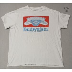 Budweiser (XL) Men's White Budweiser Logo Cotton Tee Shirt